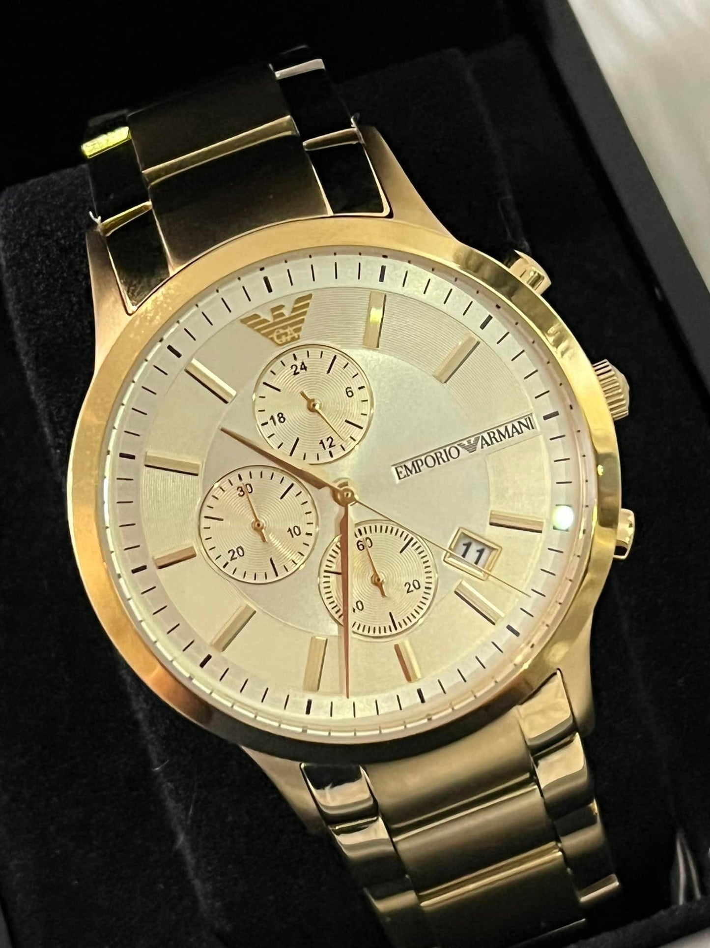 Emporio Armani Men’s Pale Gold-Tone Chronograph Watch