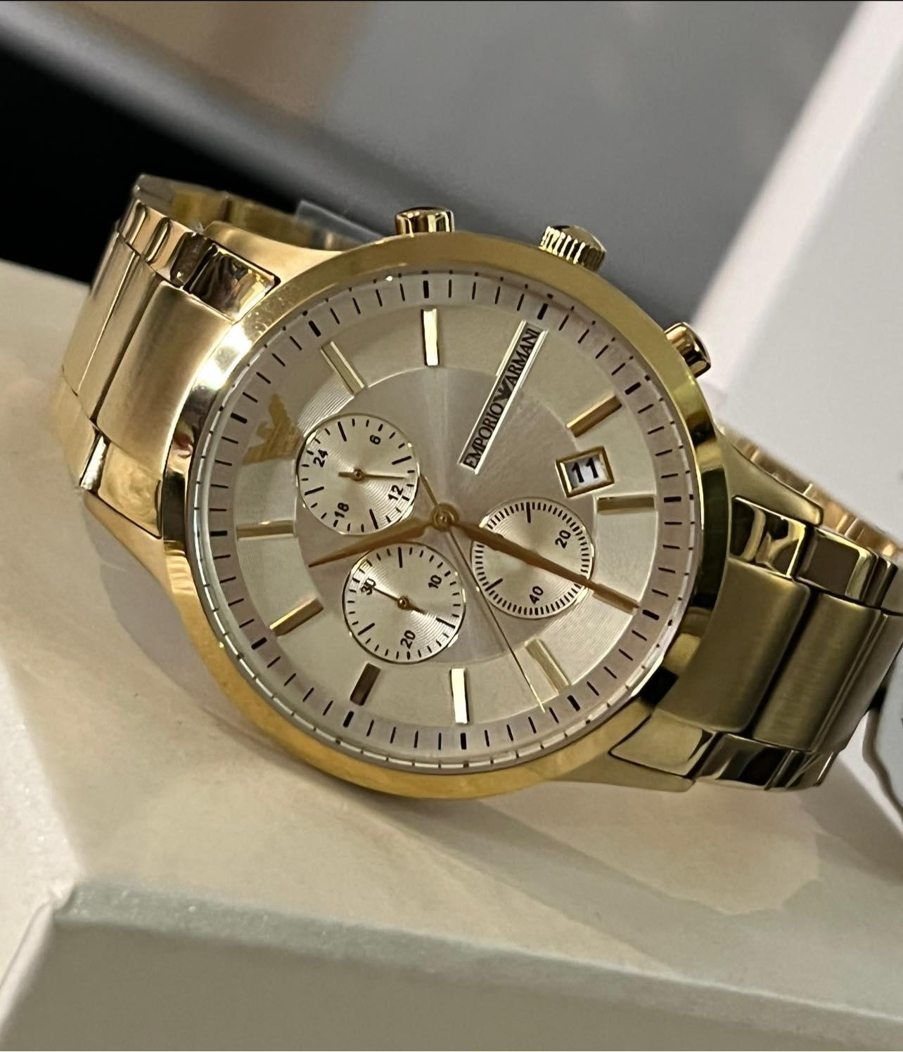 Emporio Armani Men’s Pale Gold-Tone Chronograph Watch