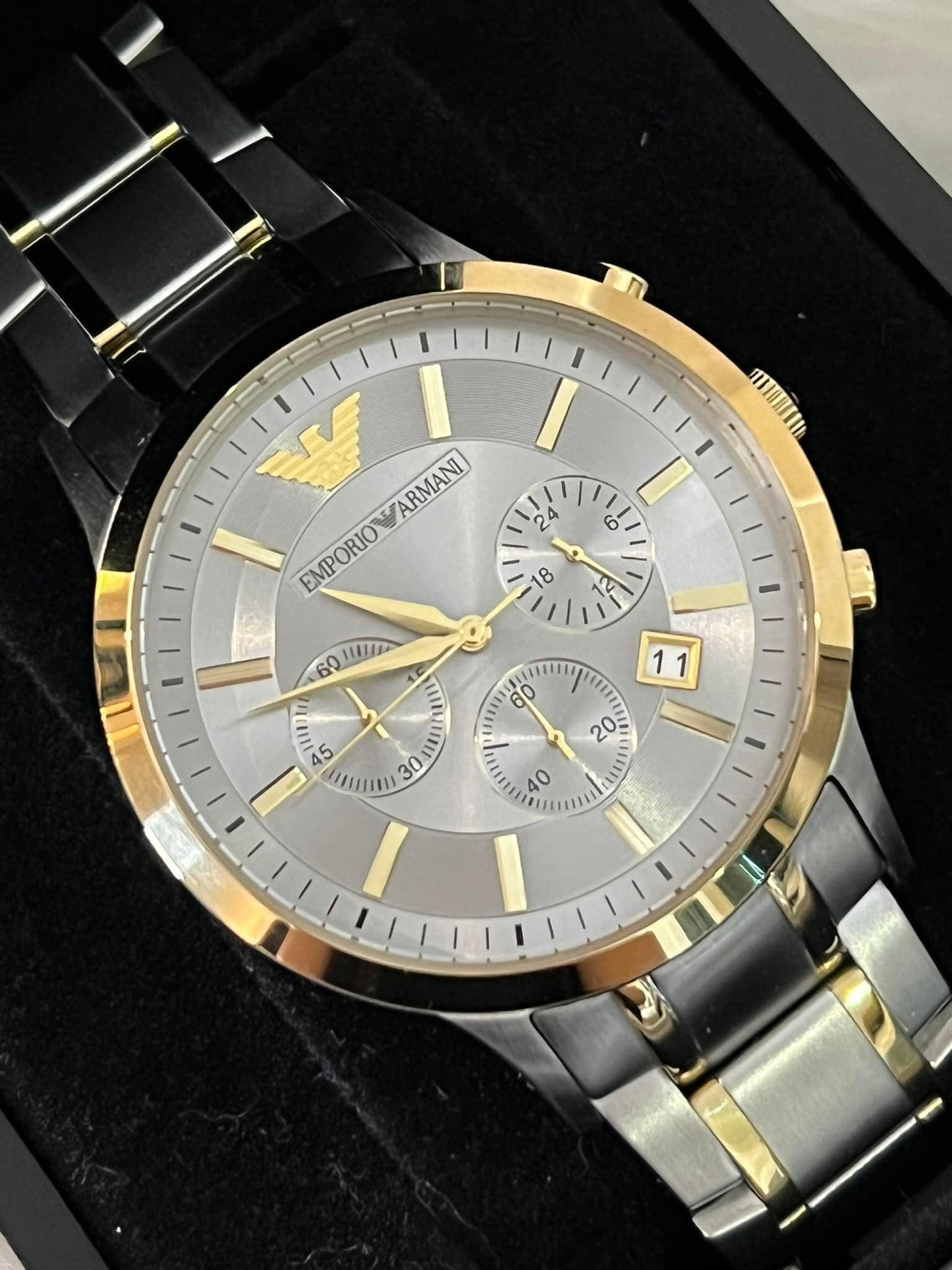 Emporio Armani Men’s Renato Silver Dial Chronograph Watch