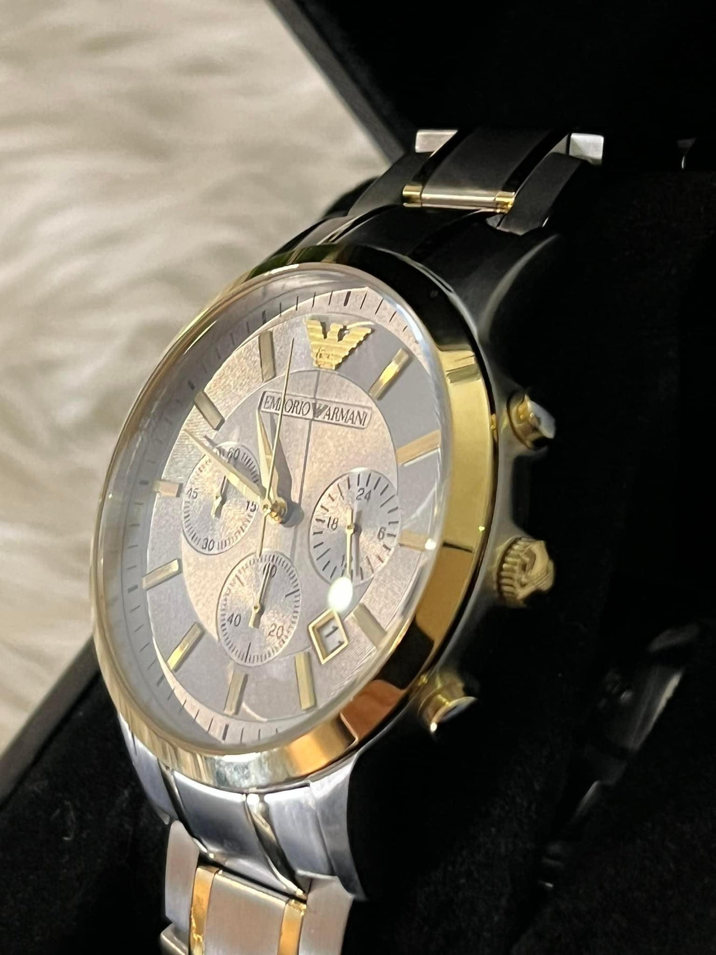 Emporio Armani Men’s Renato Silver Dial Chronograph Watch