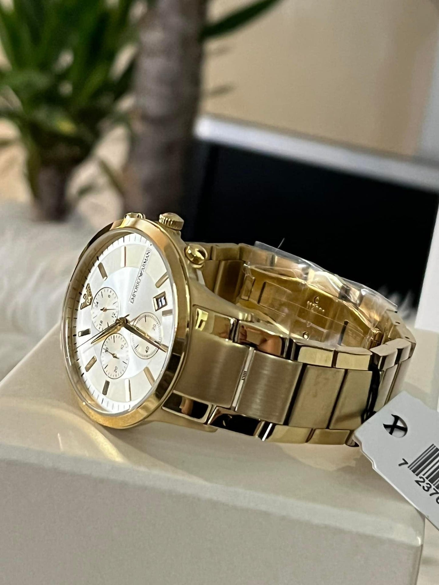 Emporio Armani Men’s Pale Gold-Tone Chronograph Watch