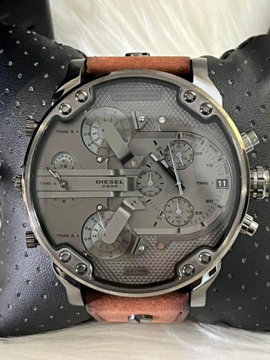Diesel Men’s Mr. Daddy 2.0 Chronograph Watch in Brown Leather