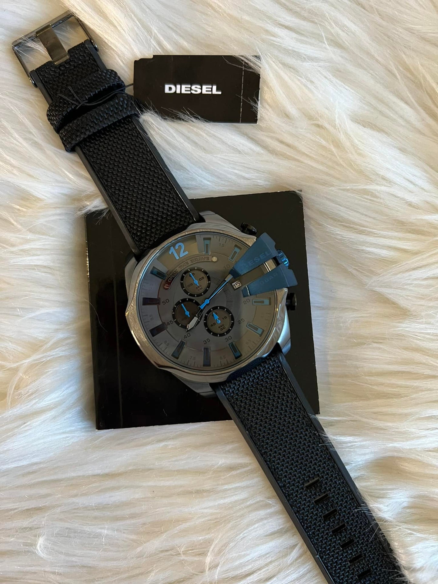 Diesel Mega Chief Black and Grey Nylon Watch