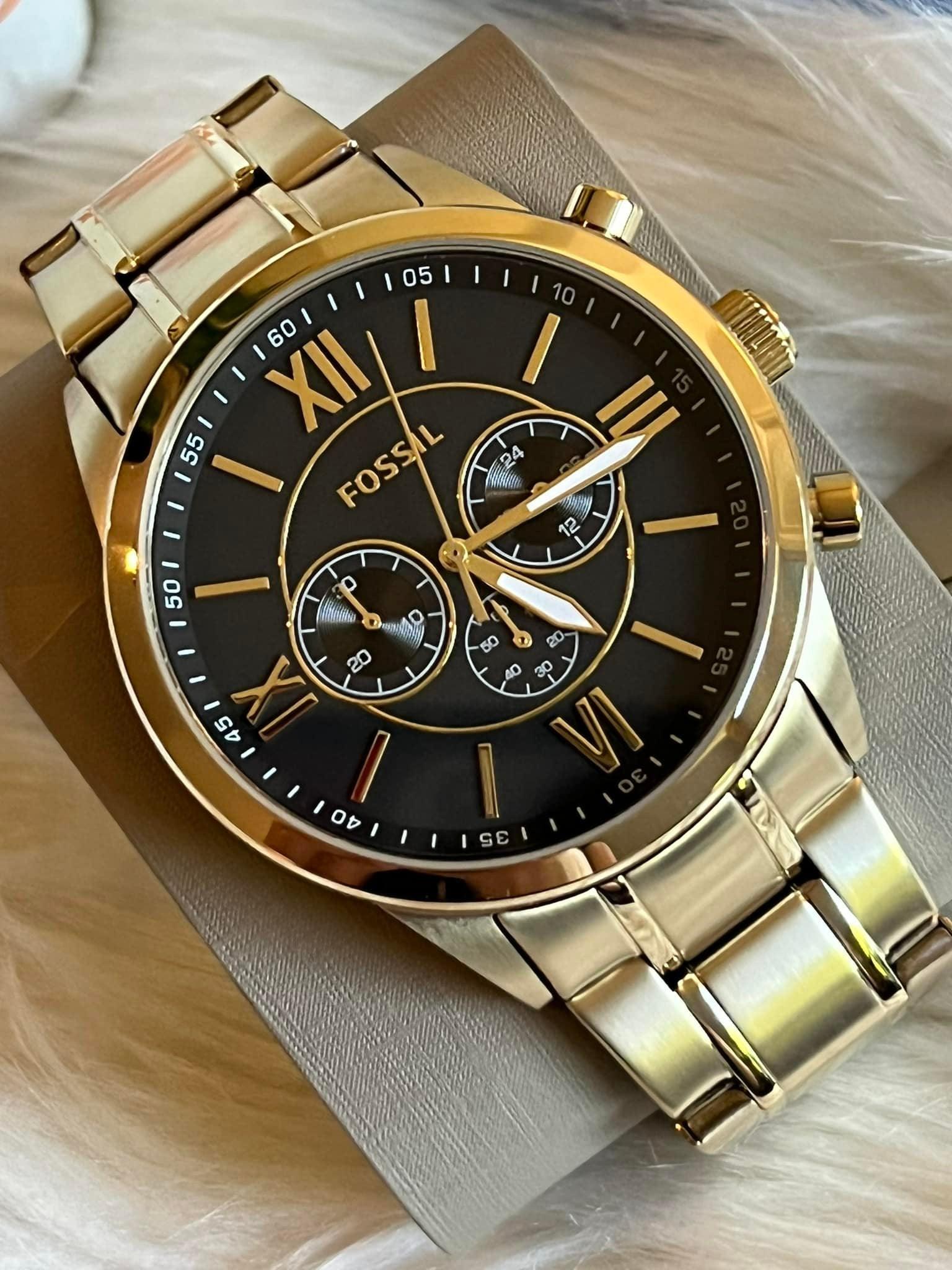 Fossil best sale chronograph gold