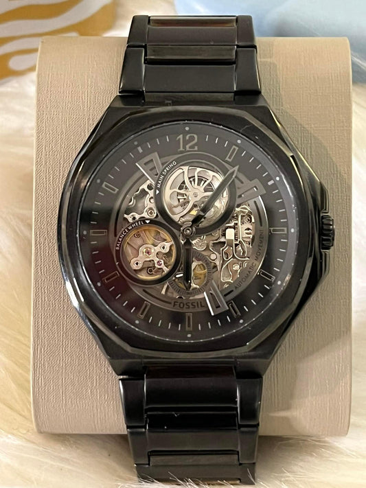 Fossil Men’s Evanston Automatic Black Stainless Steel Watch