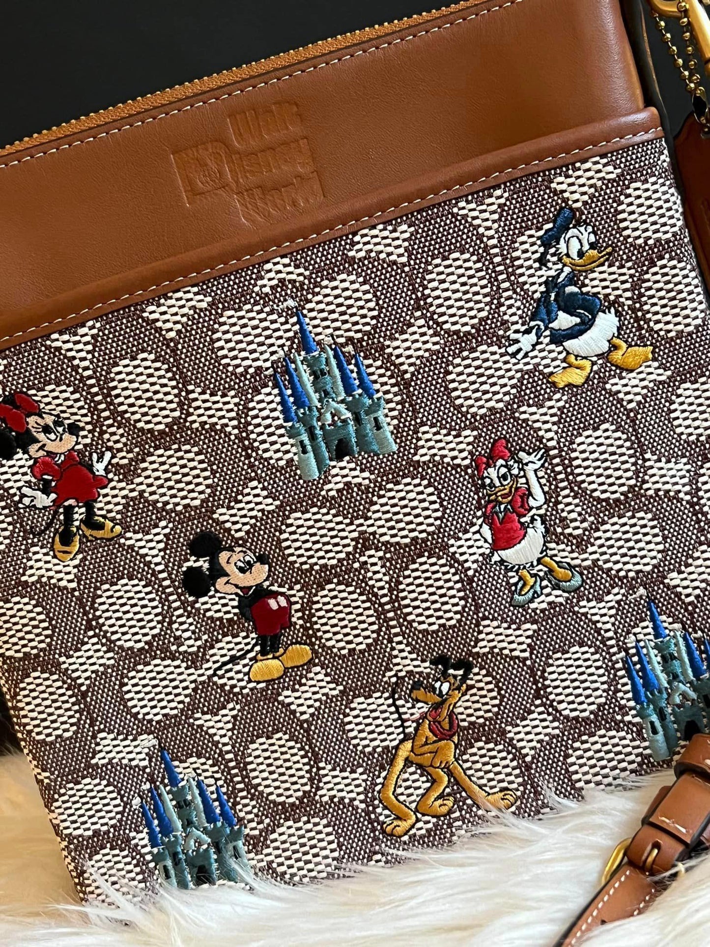 Coach X Disney Kitt Messenger Crossbody In Signature Textile Jacquard With Mickey Mouse And Friends Embroidery