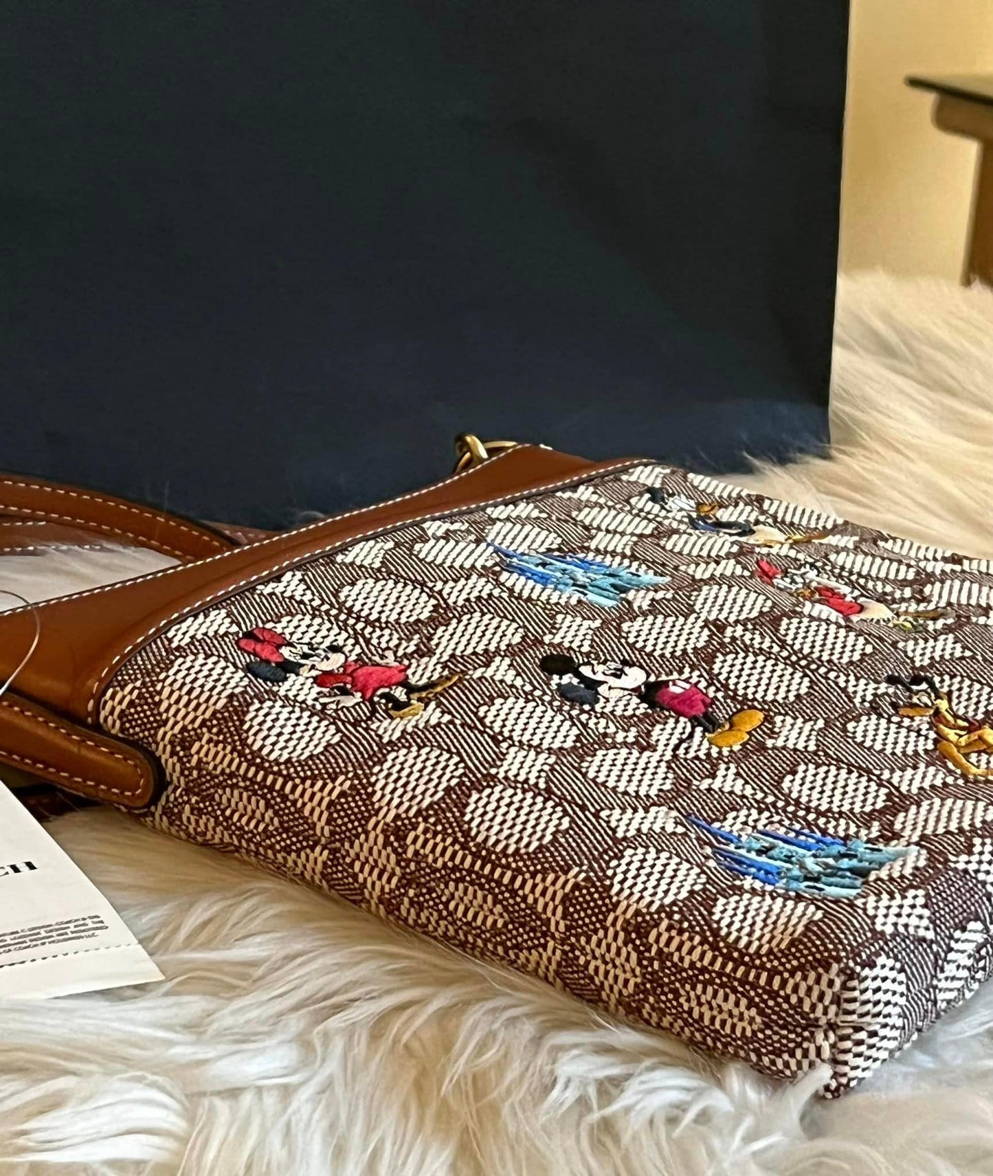 Coach X Disney Kitt Messenger Crossbody In Signature Textile Jacquard With Mickey Mouse And Friends Embroidery