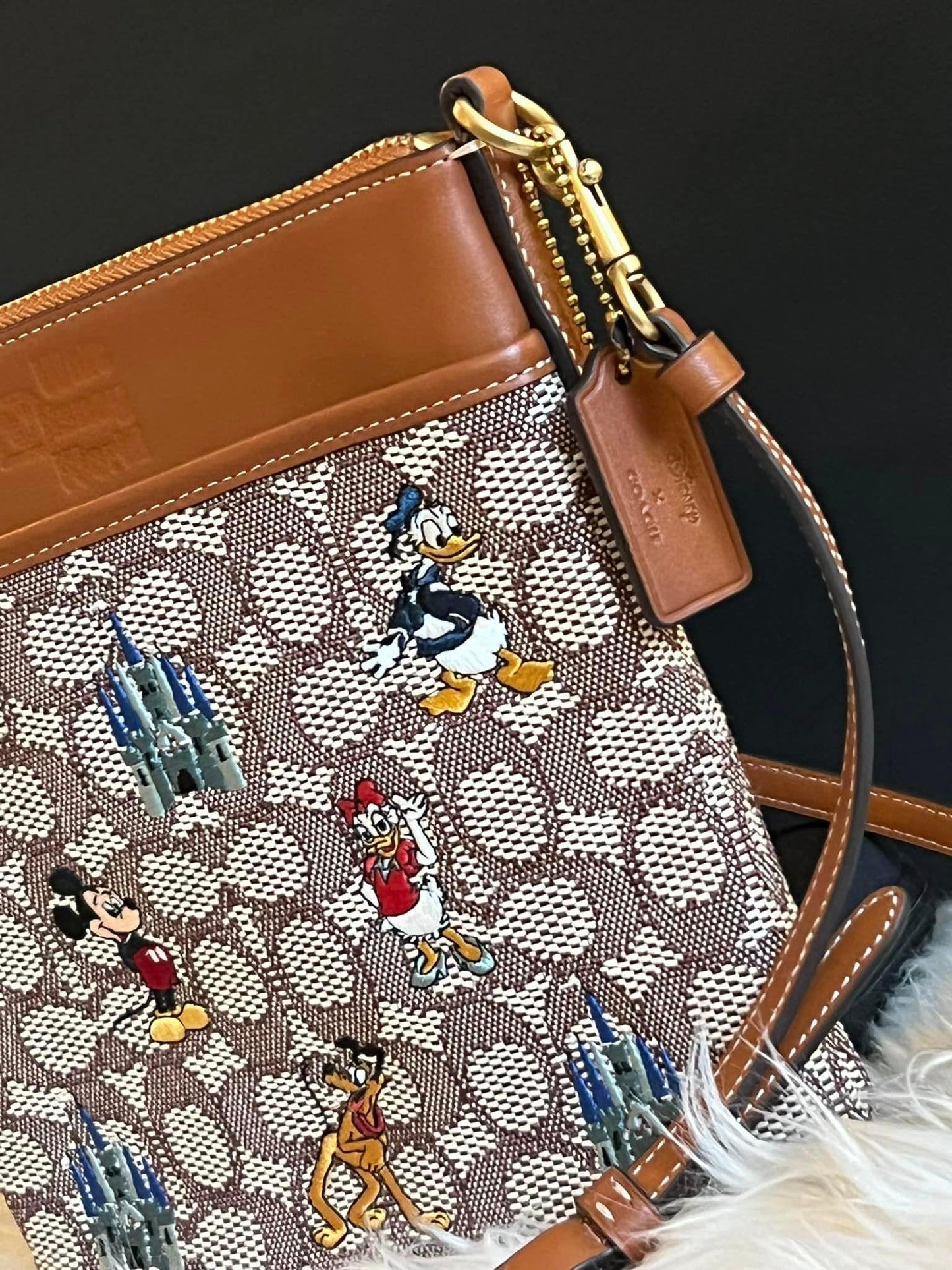 Coach X Disney Kitt Messenger Crossbody In Signature Textile Jacquard With Mickey Mouse And Friends Embroidery