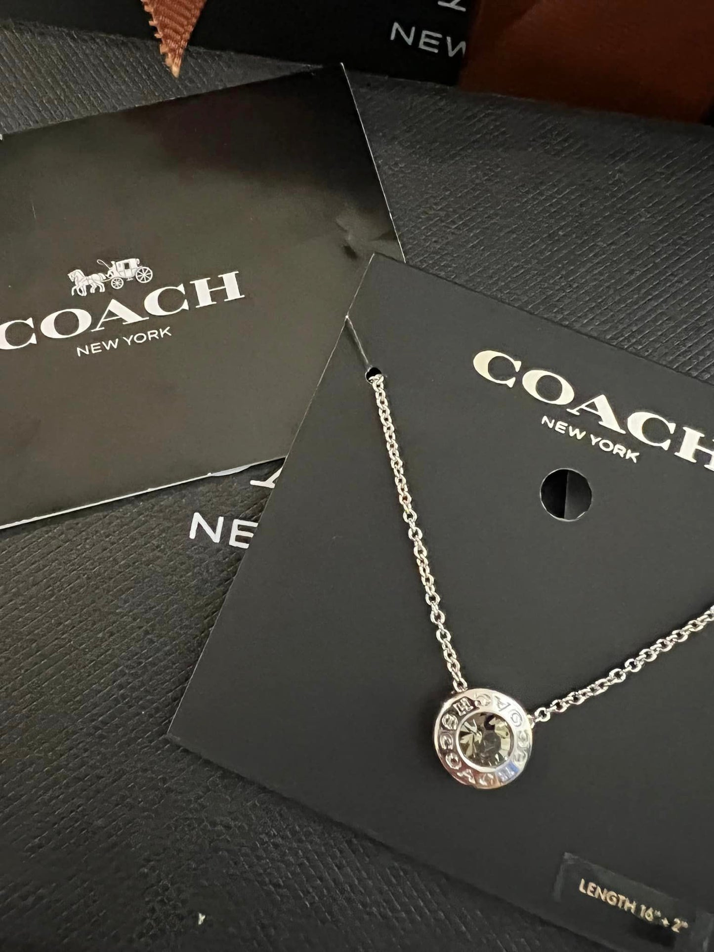 Coach Open Circle Stone Strand Necklace