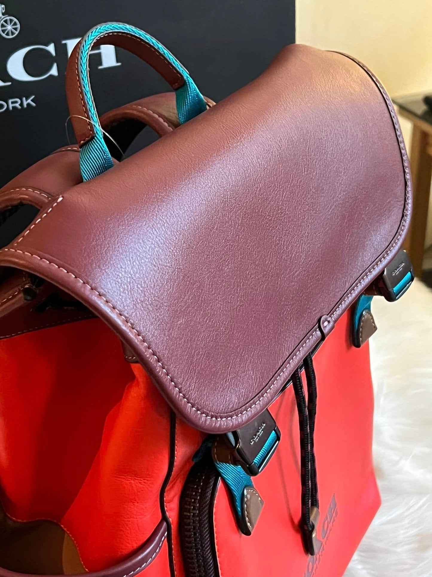Coach League Flap Backpack In Colorblock