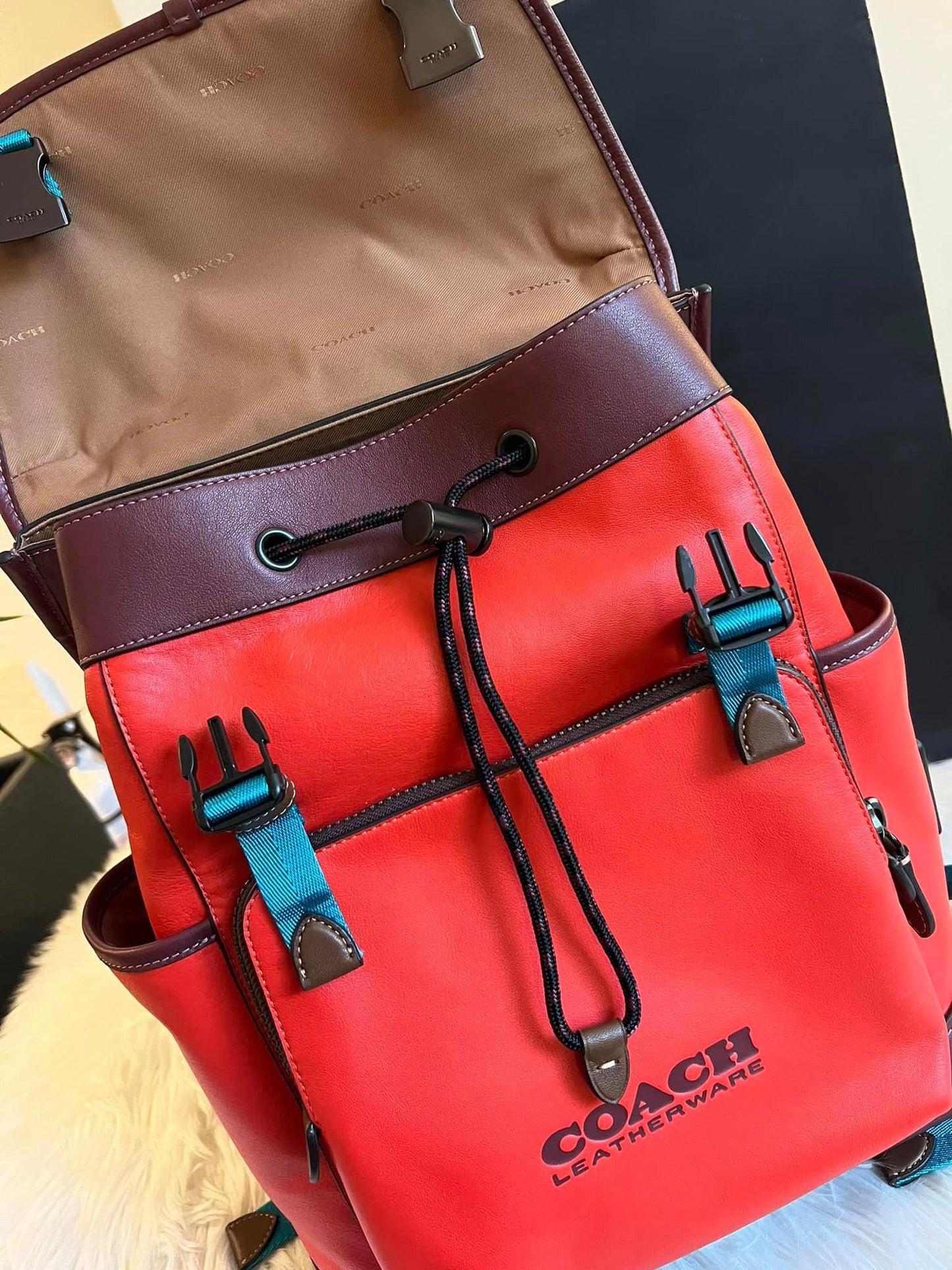Coach League Flap Backpack In Colorblock