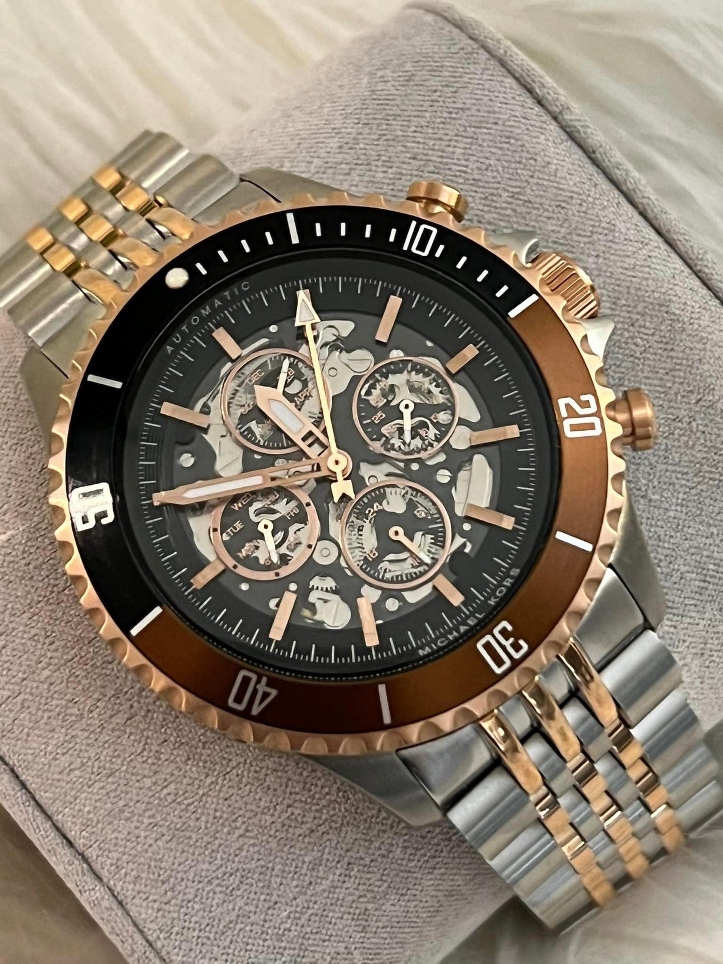 Michael Kors Men’s Bayville Automatic Chronograph Two-Tone Watch