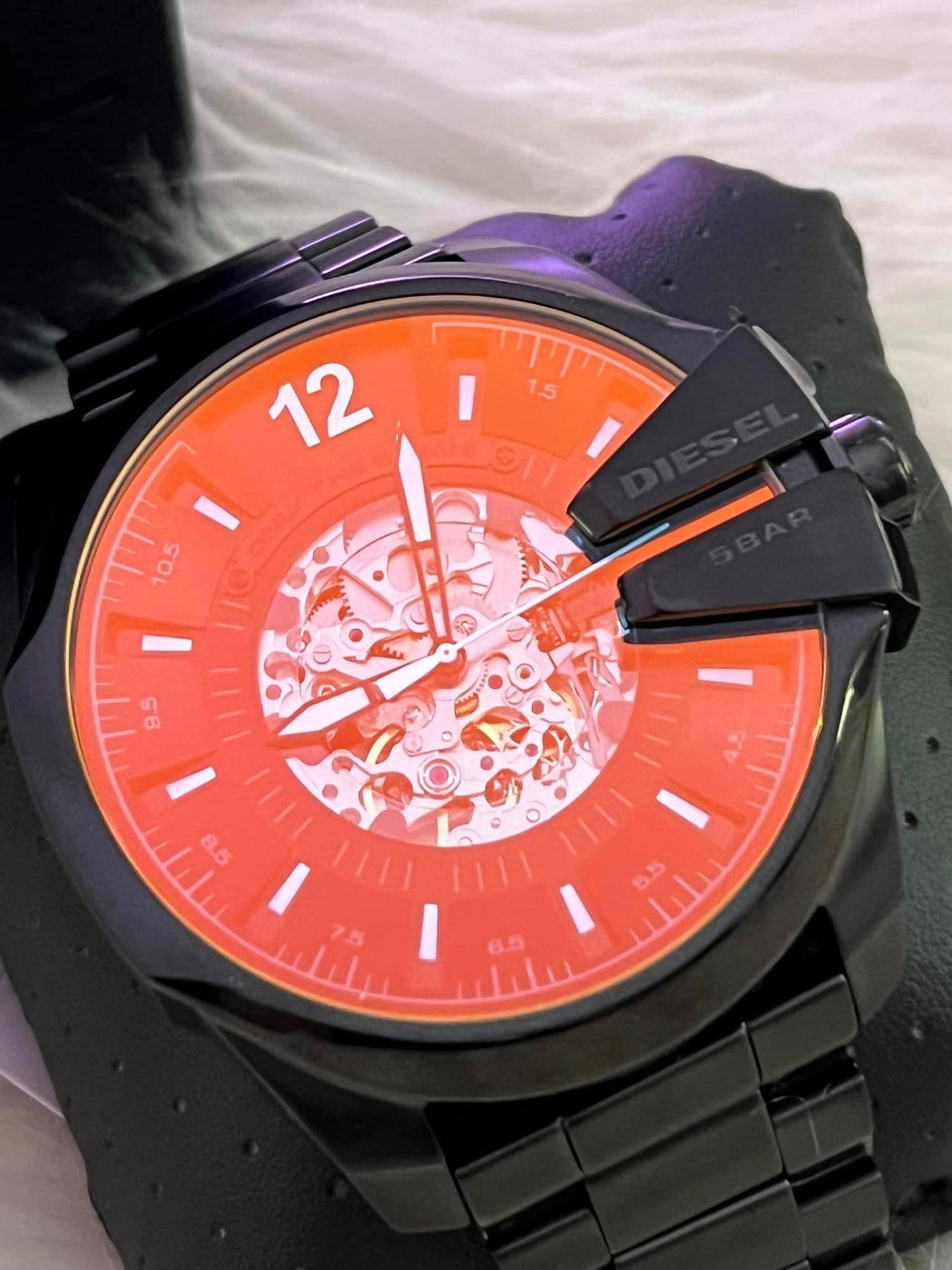 Diesel Men’s Mega Chief Automatic Black-Tone Stainless Steel