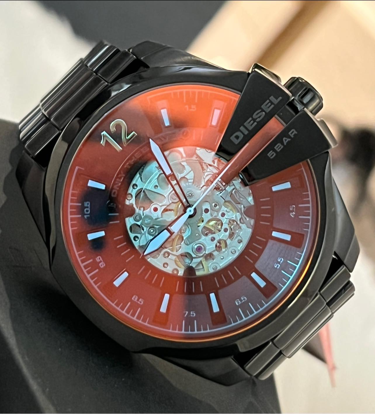 Diesel Men’s Mega Chief Automatic Black-Tone Stainless Steel