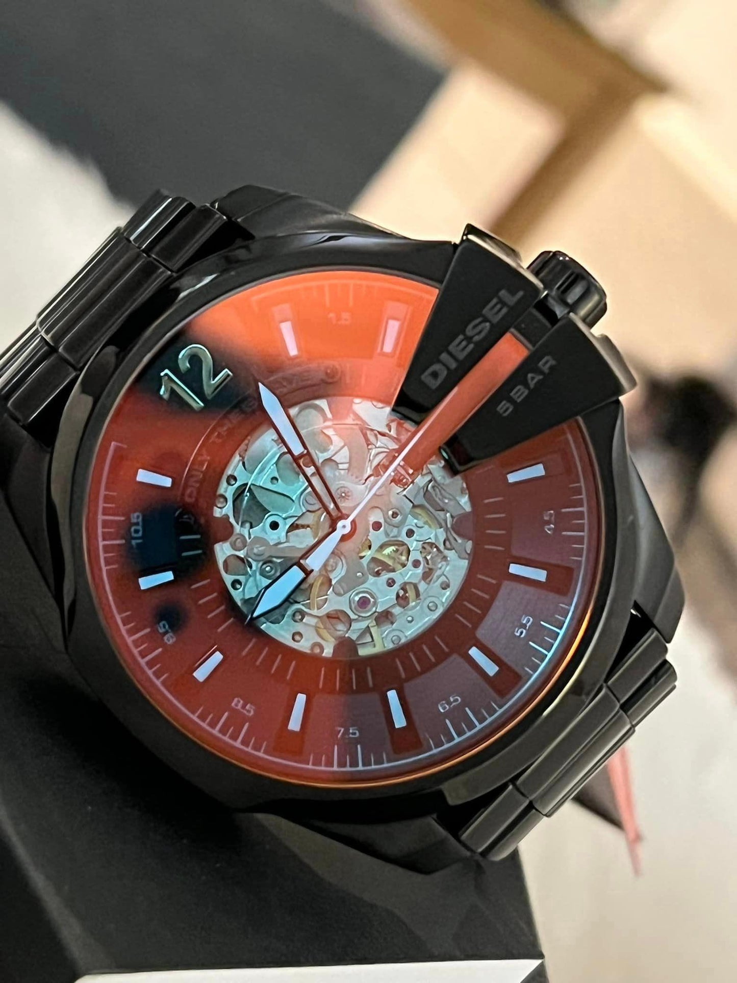 Diesel Men’s Mega Chief Automatic Black-Tone Stainless Steel