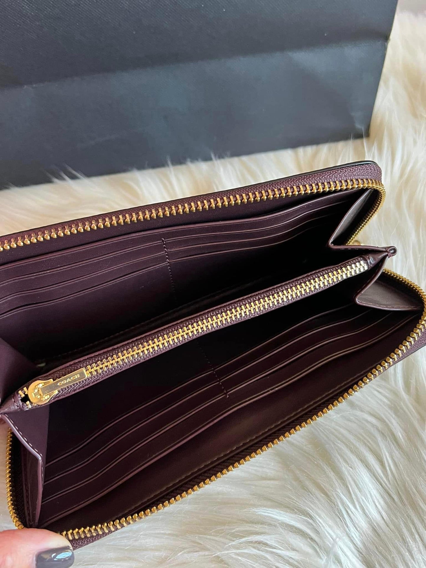 Coach Leather Accordion Zip Wallet