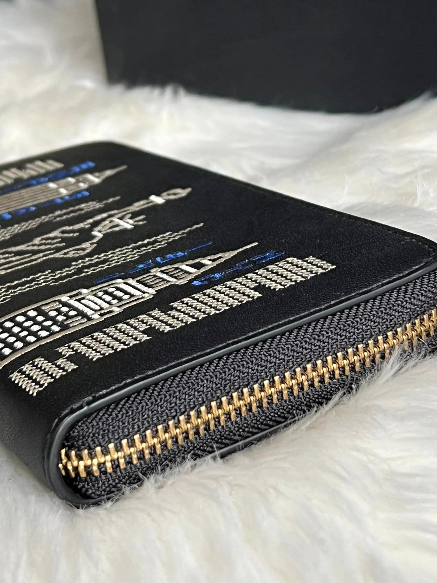 Coach Accordion Zip Wallet with Stardust City Skyline Embroidery