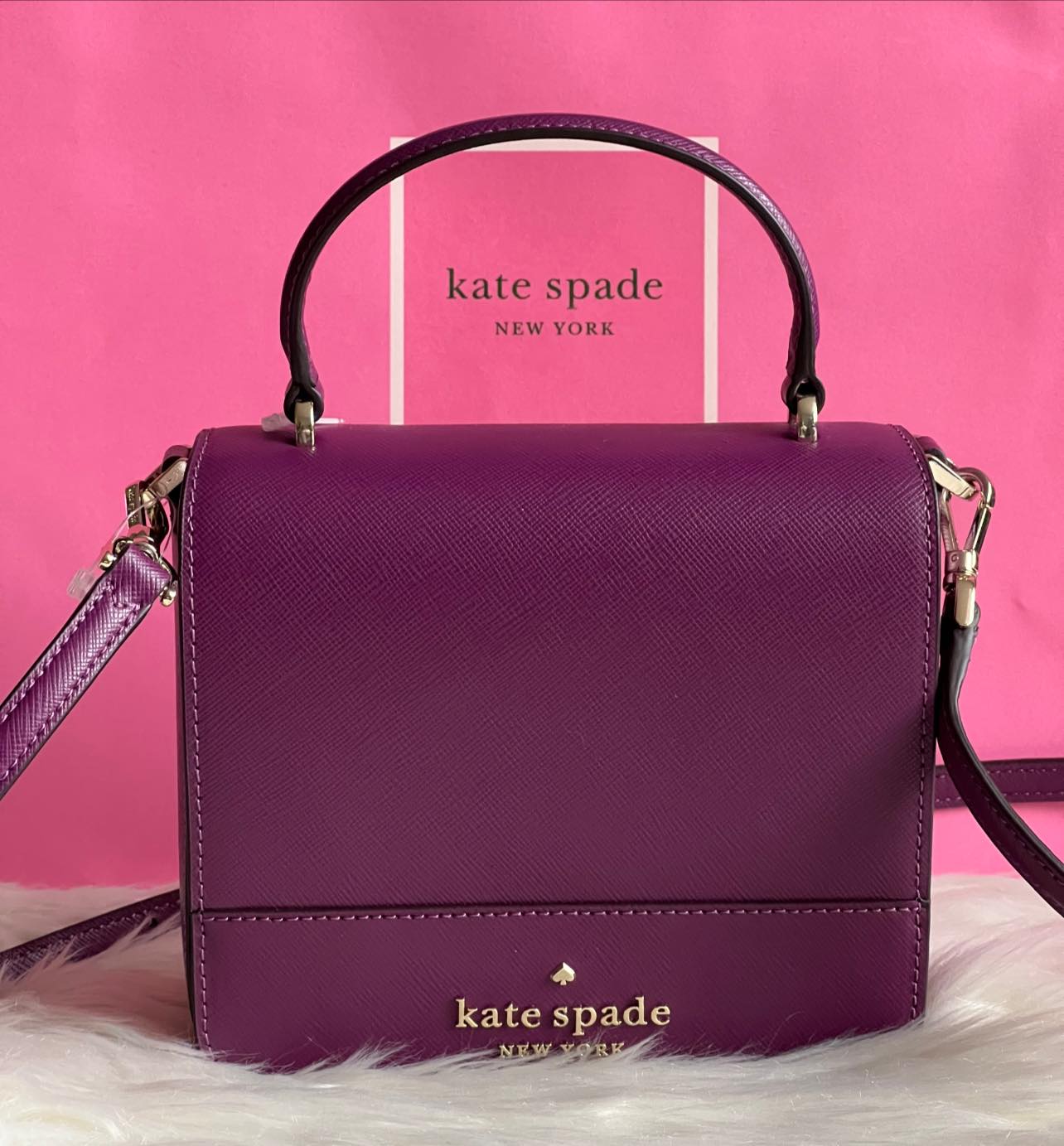 Kate Spade New York Staci Square Crossbody (Plum Purple): Handbags