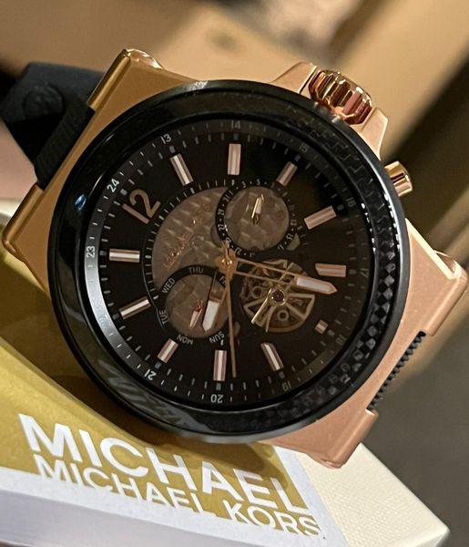 Michael Kors Men’s Dylan Automatic Rose Gold-Tone with Black Silicone Strap