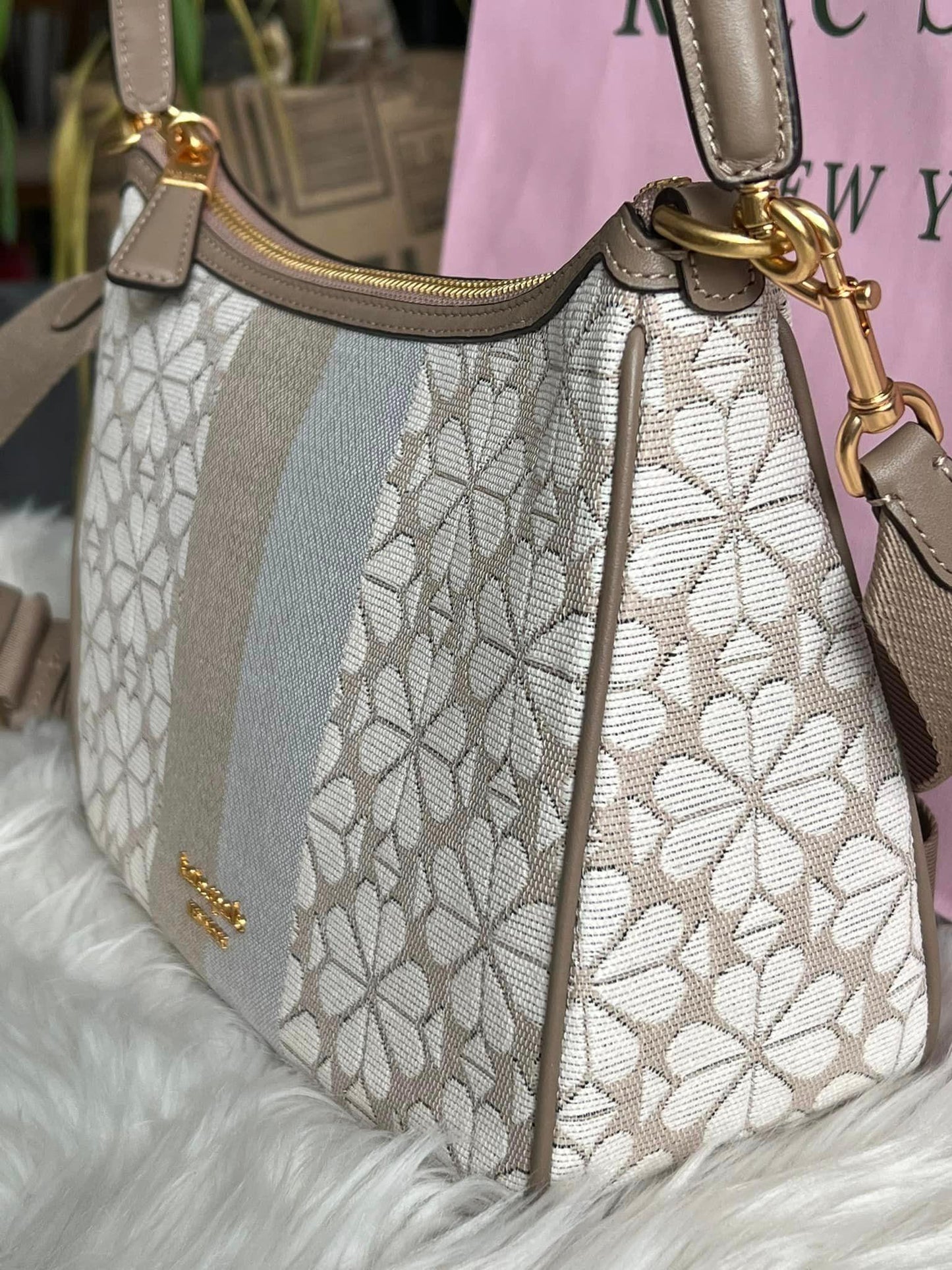 Kate Spade Spade Flower Jacquard Stripe Sam Small Convertible Shoulder Bag