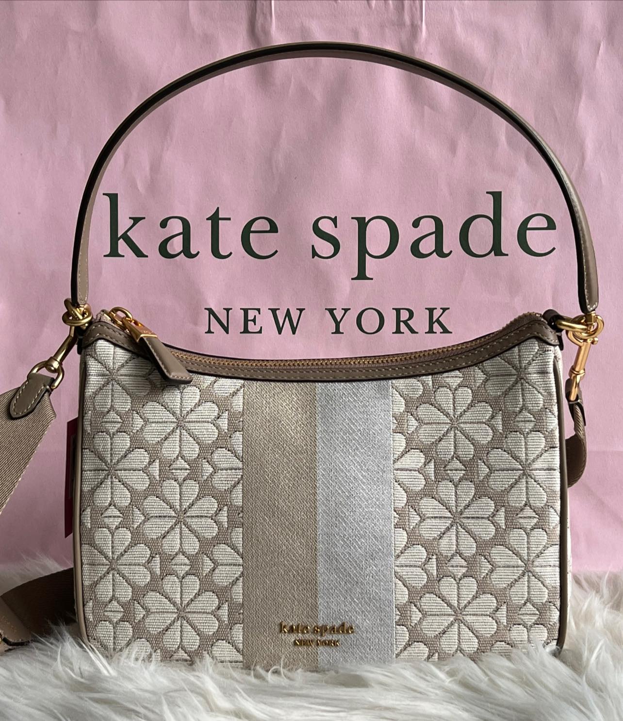 Kate Spade Spade Flower Jacquard Stripe Sam Small Convertible Shoulder –  Club de Mode