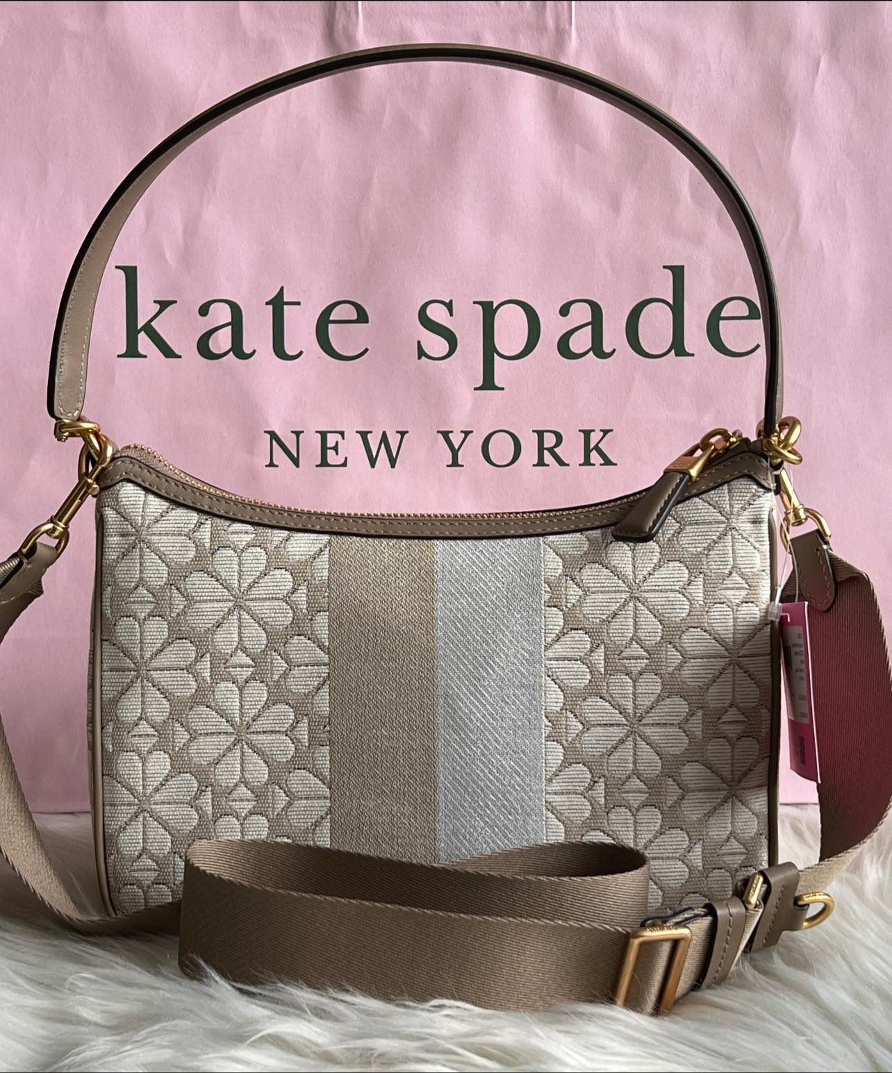 Kate Spade SPADE FLOWER Jacquard Stripe Sam Small Convertible Shoulder Bag  ~NWT~