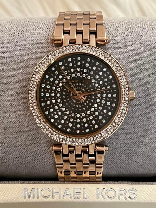 Michael Kors Women’s Darci Pave Dial Rose Gold-Tone Watch