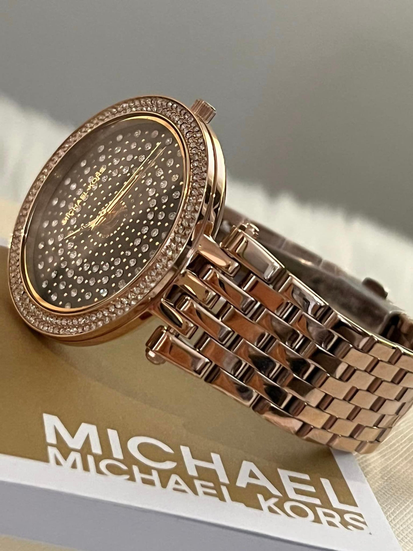 Michael Kors Women’s Darci Pave Dial Rose Gold-Tone Watch