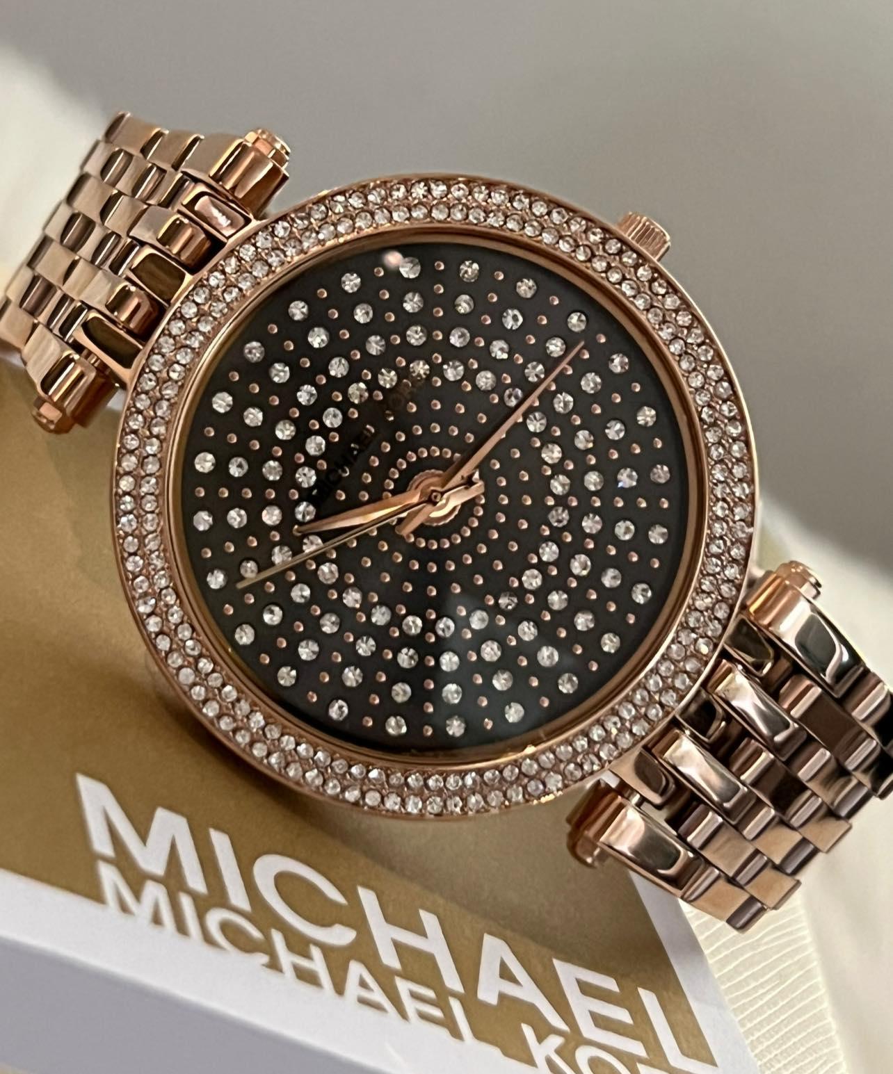Michael Kors Women’s Darci Pave Dial Rose Gold-Tone Watch