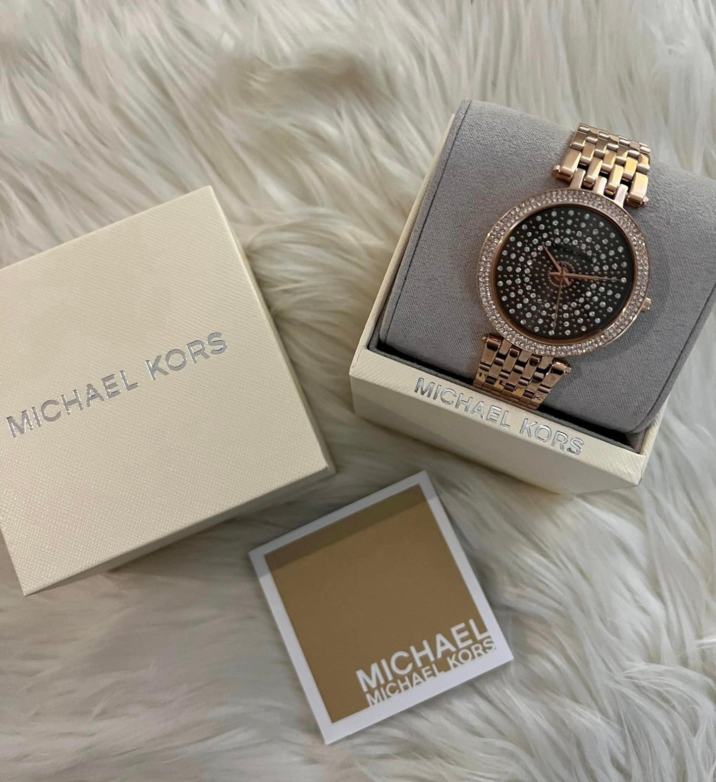 Michael Kors Women’s Darci Pave Dial Rose Gold-Tone Watch