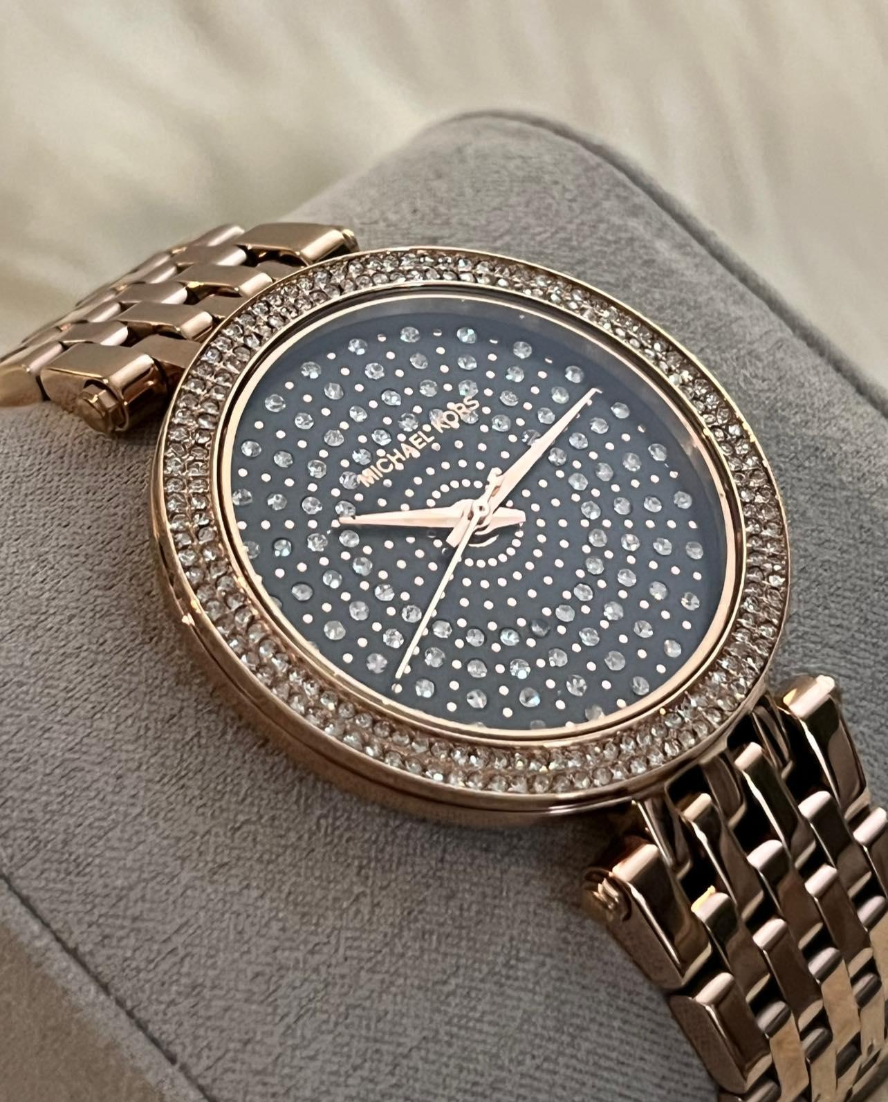 Michael Kors Women’s Darci Pave Dial Rose Gold-Tone Watch
