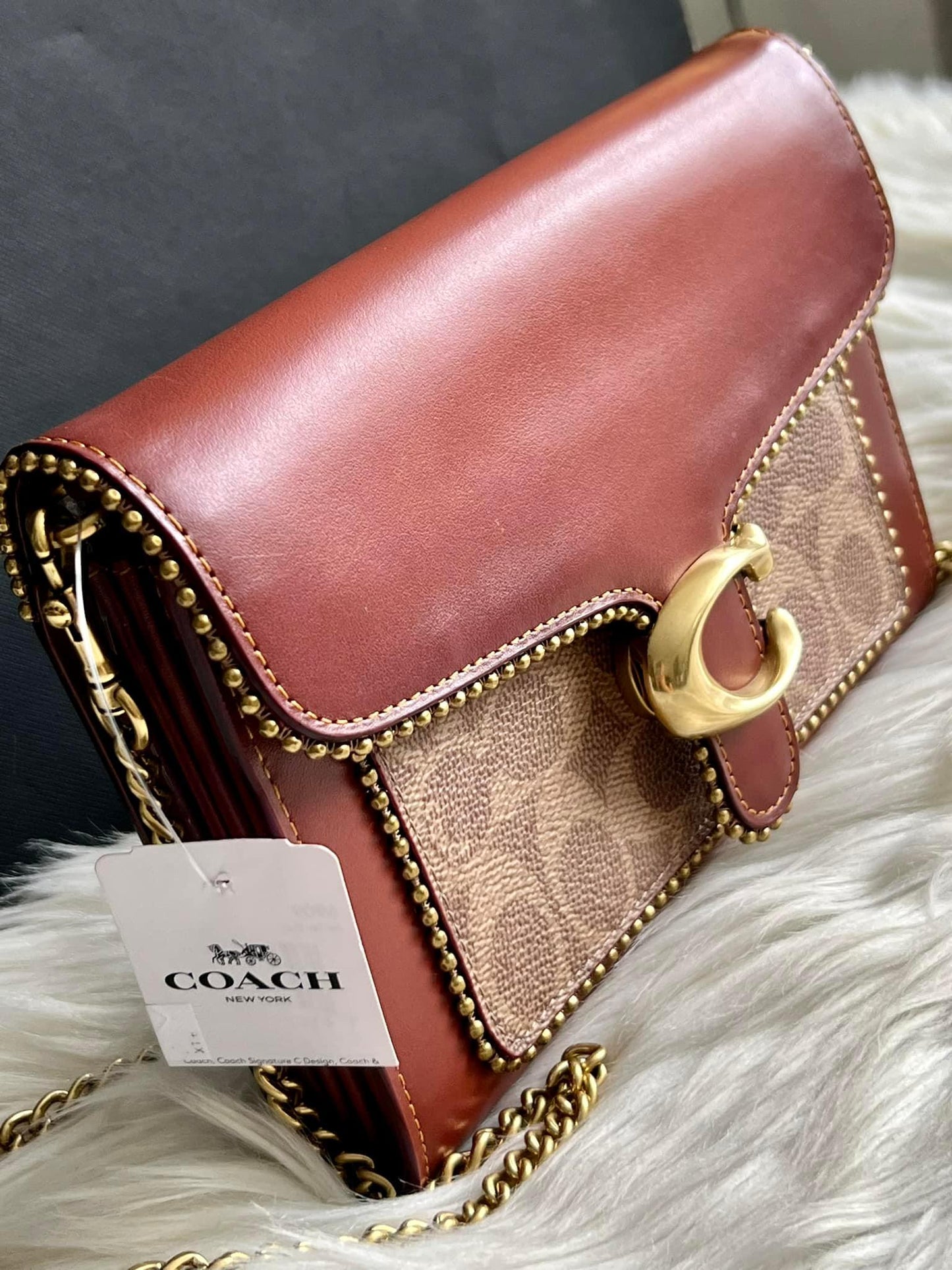 Coach Tabby Chain Clutch in Signature Canvas with Beadchain