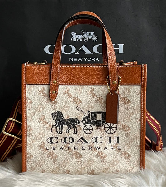 Coach Field Tote 22 with Horse and Carriage Print and Carriage Badge