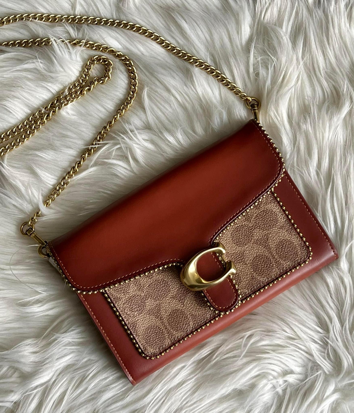Coach Tabby Chain Clutch in Signature Canvas with Beadchain