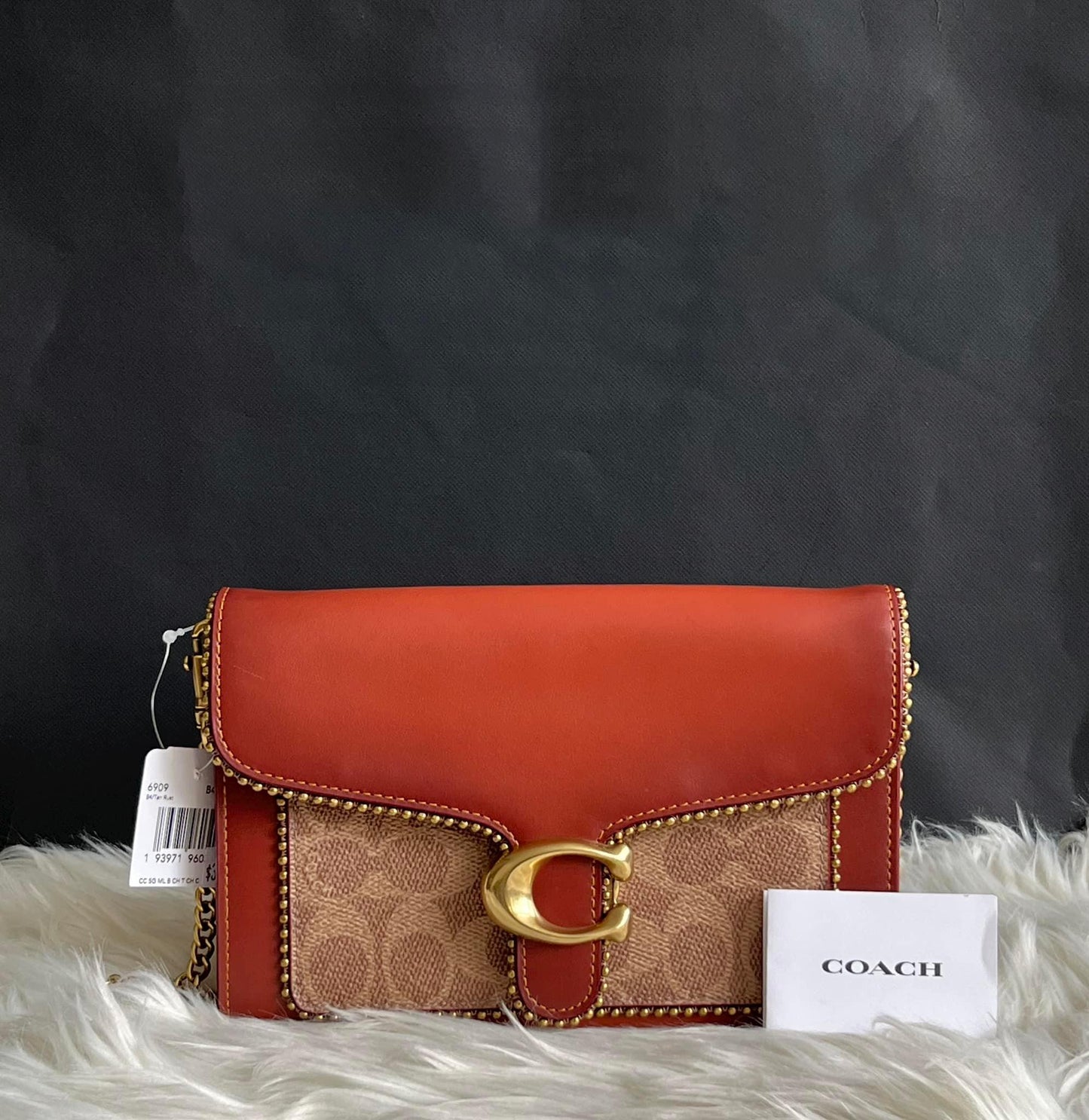 Coach Tabby Chain Clutch in Signature Canvas with Beadchain