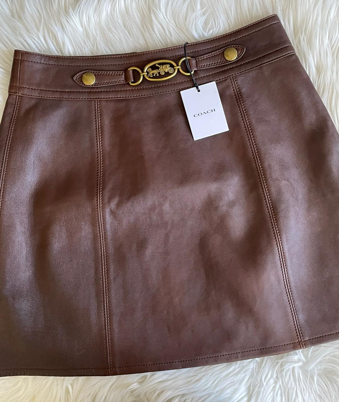 Coach leather outlet mini skirt