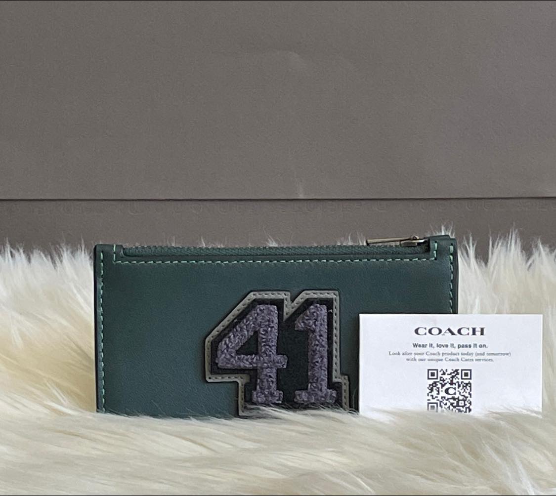 Coach Zip Card Case with Varsity Patch