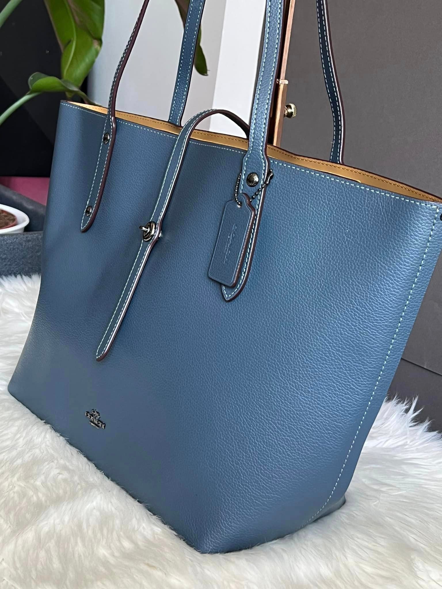 Coach market tote blue hot sale