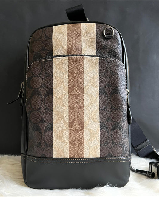 Coach Graham Pack in Blocked Signature Canvas with Varsity Stripe