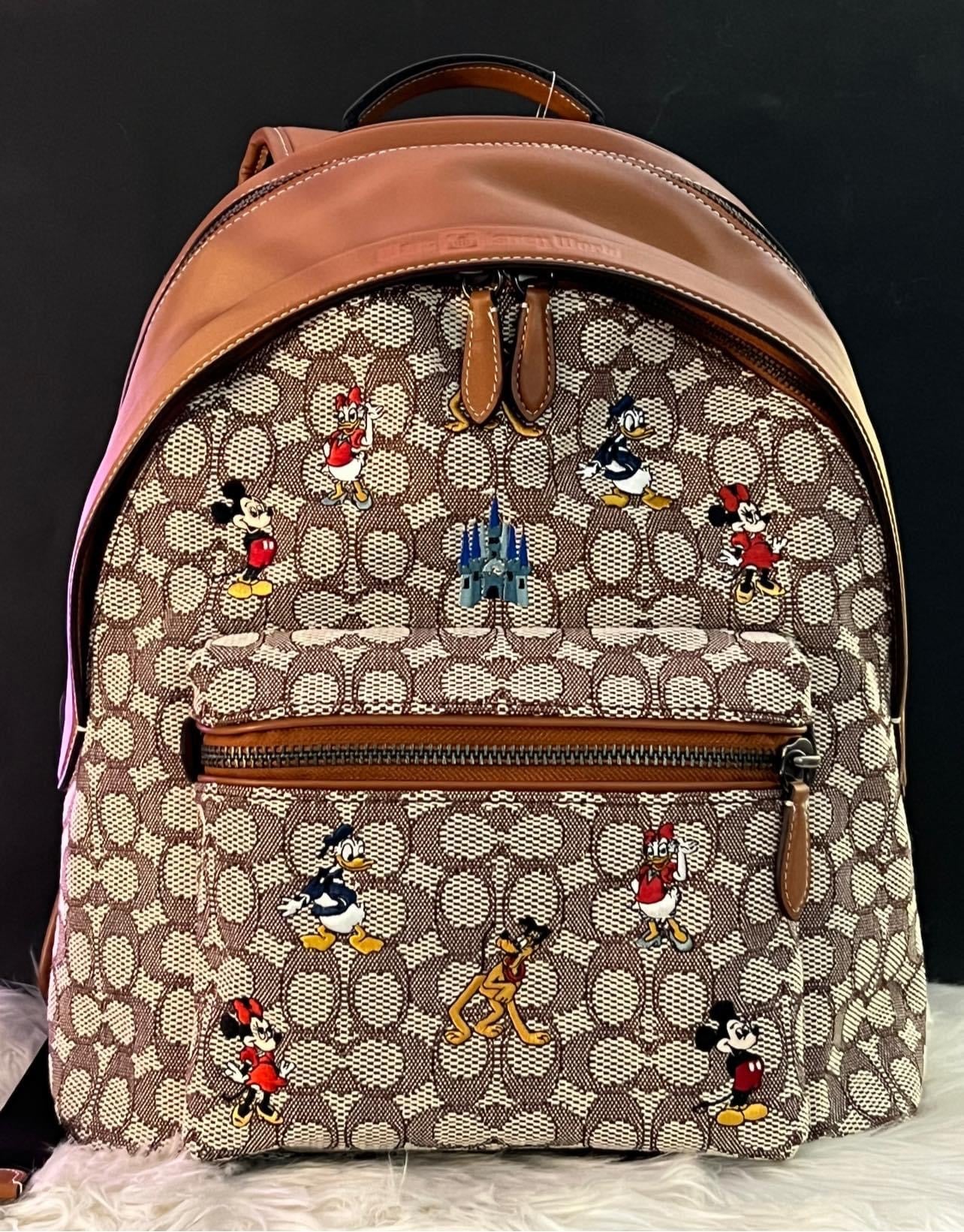 Coach X Disney Charter Backpack In Signature Textile Jacquard With Mickey Mouse And Friends Embroidery