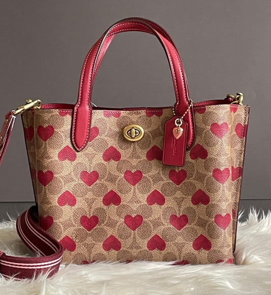 Coach Willow Tote 24 In Signature Canvas with Heart Print