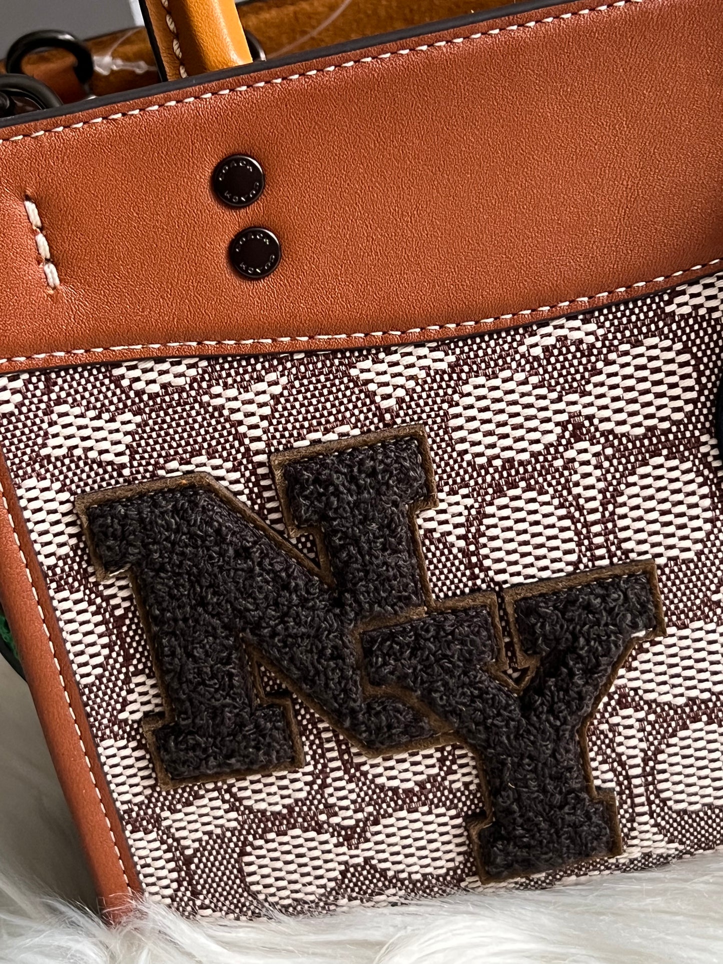 Coach Rogue 20 In Signature Textile Jacquard with Varsity Patches