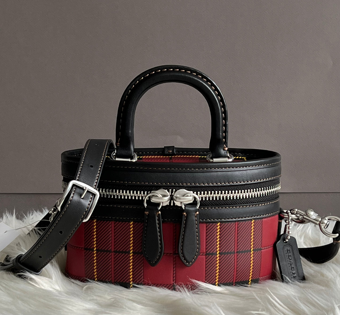 Coach Trail Bag with Plaid Print