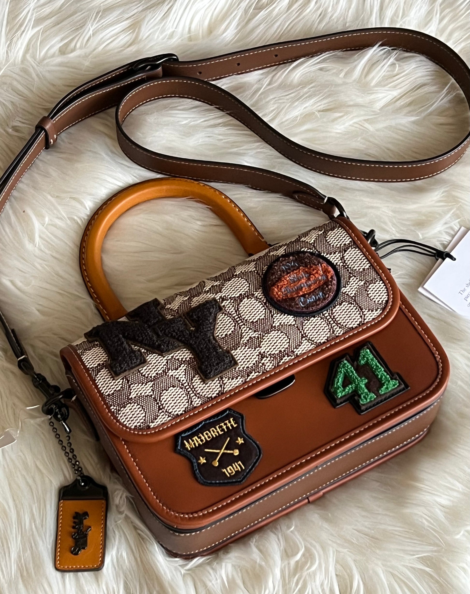 Coach Rogue Top Handle in Signature Textile Jacquard with Varsity Patc ...