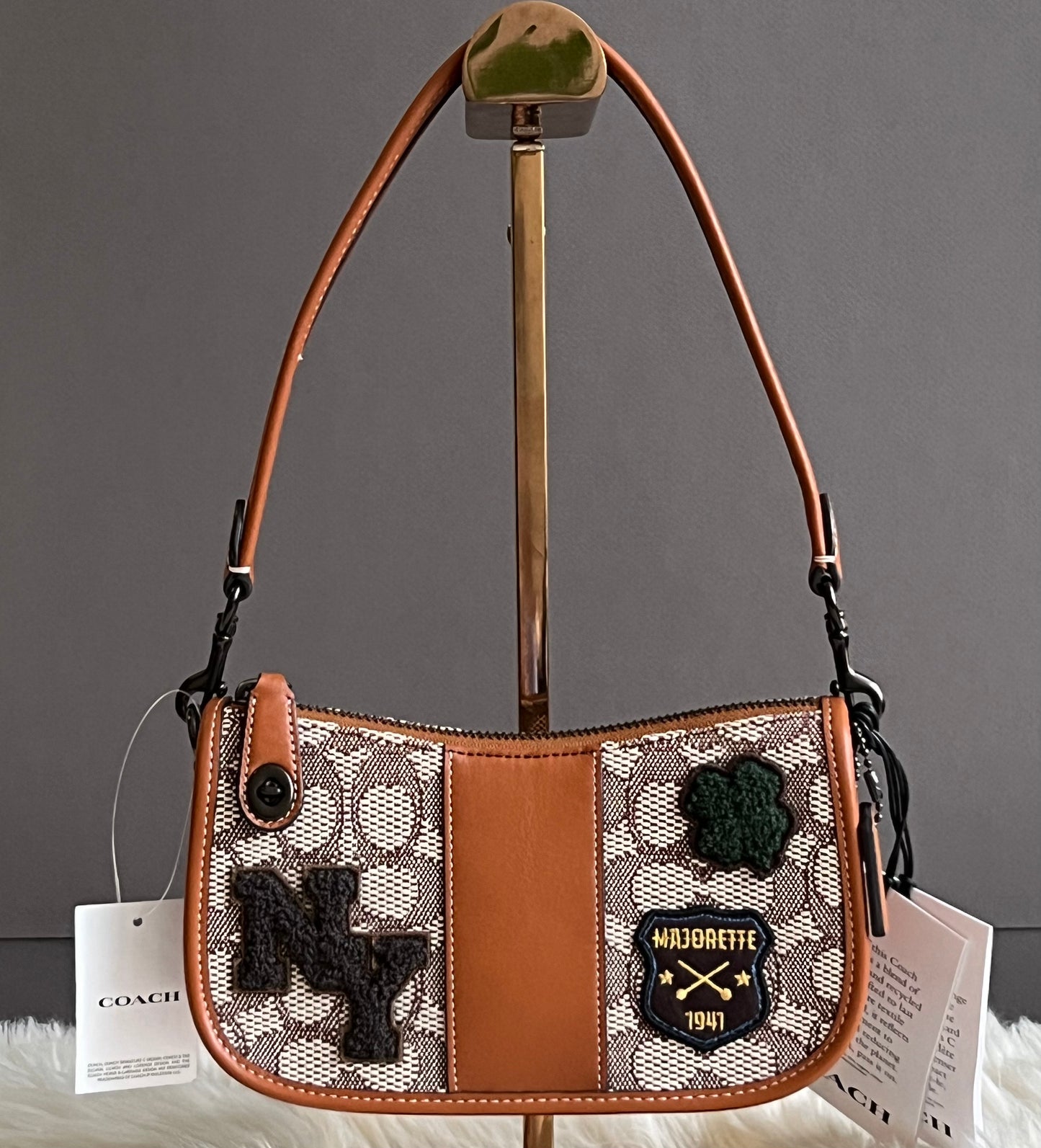 Coach Swinger 20 in Signature Jacquard with Varsity Patches