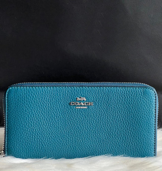 Coach Pebble Leather Zip Around Wallet