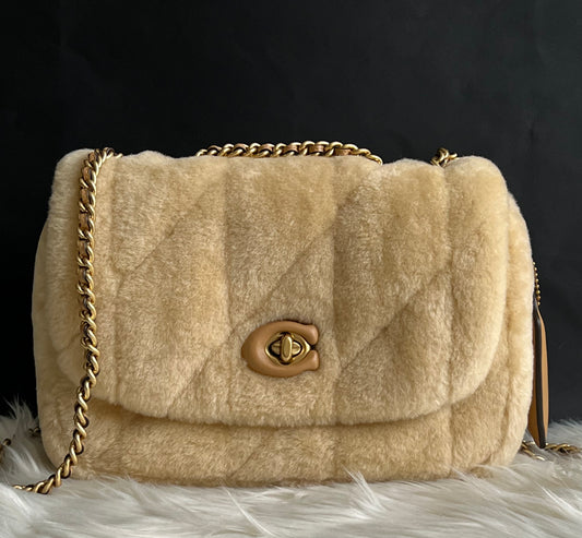 Coach Pillow Madison Shoulder Bag in Shearling with Quilting