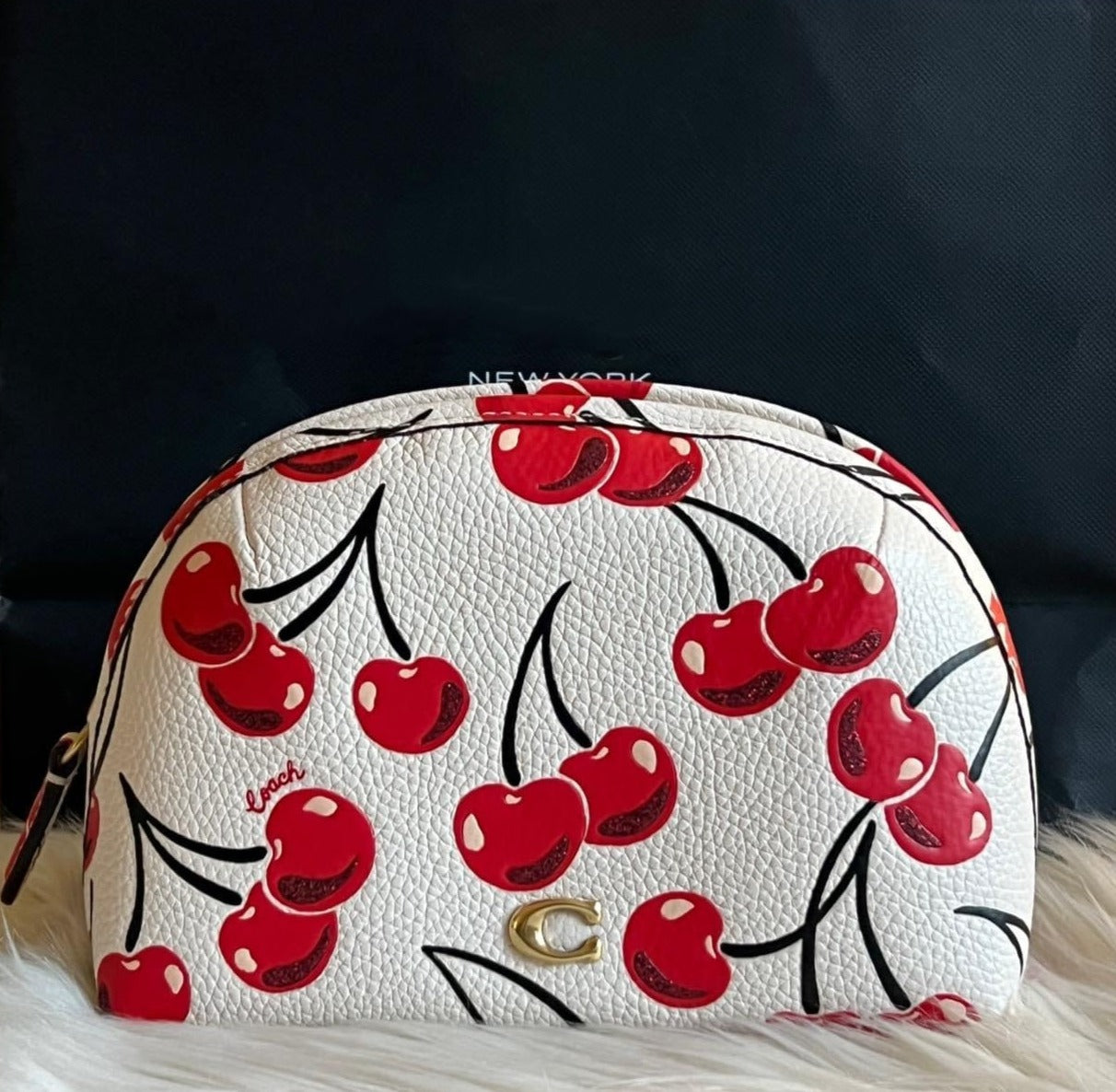 Coach Julienne Cosmetic Case 17 With Cherry Print