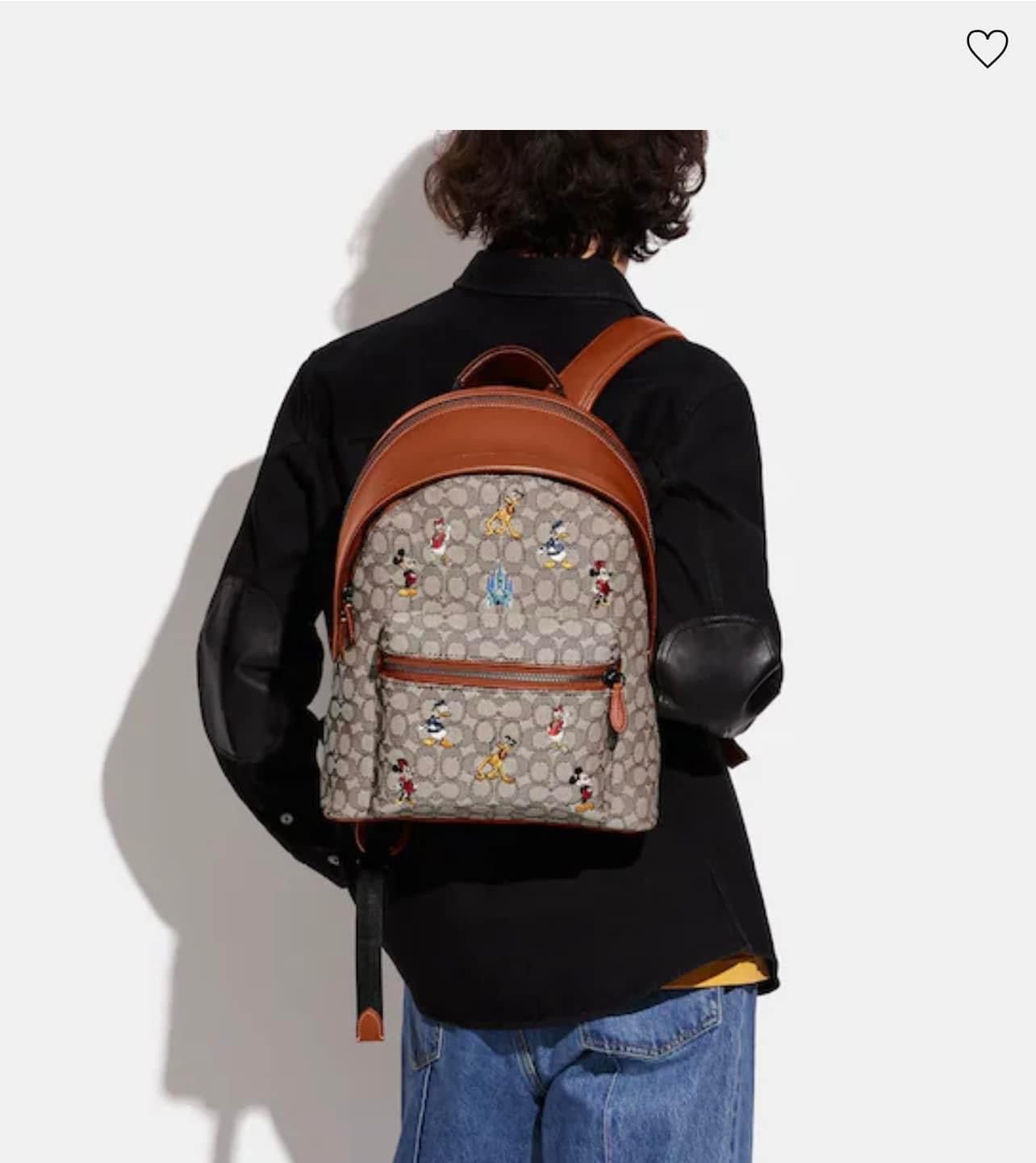 Coach X Disney Charter Backpack In Signature Textile Jacquard With Mickey Mouse And Friends Embroidery