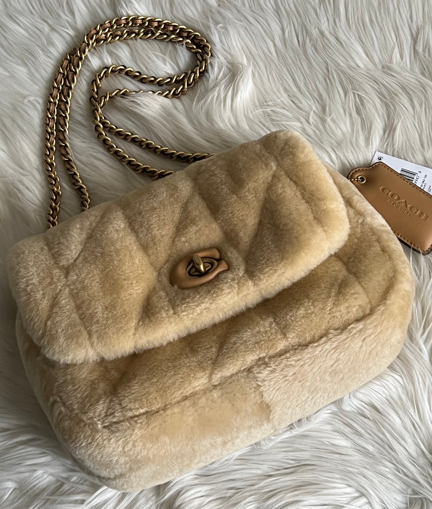 Coach Pillow Madison Shoulder Bag in Shearling with Quilting